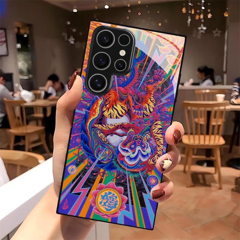 Dragon Tiger Vibrant Pattern 2D Phone Case for Samsung S26 S25 S24 S23 S22 S21 S20 A56 A36 A16 - Glass Protective Cover