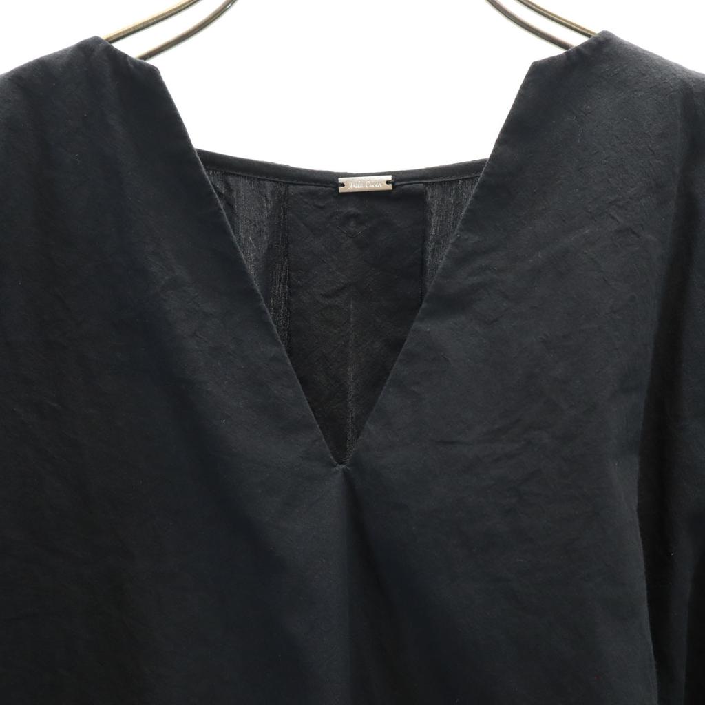 Mila Owen Short Sleeve V Neck Blouse Black Pullover Women Used