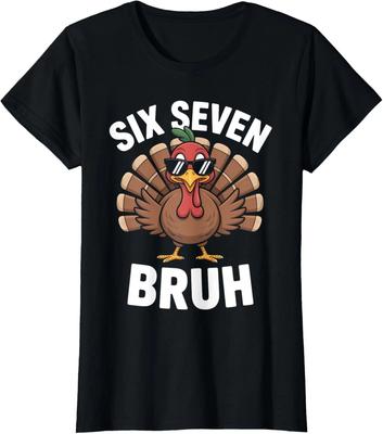 Bruh Funny Thanksgiving Turkey Give Thanks Funny Ladies' Crewneck T-Shirt