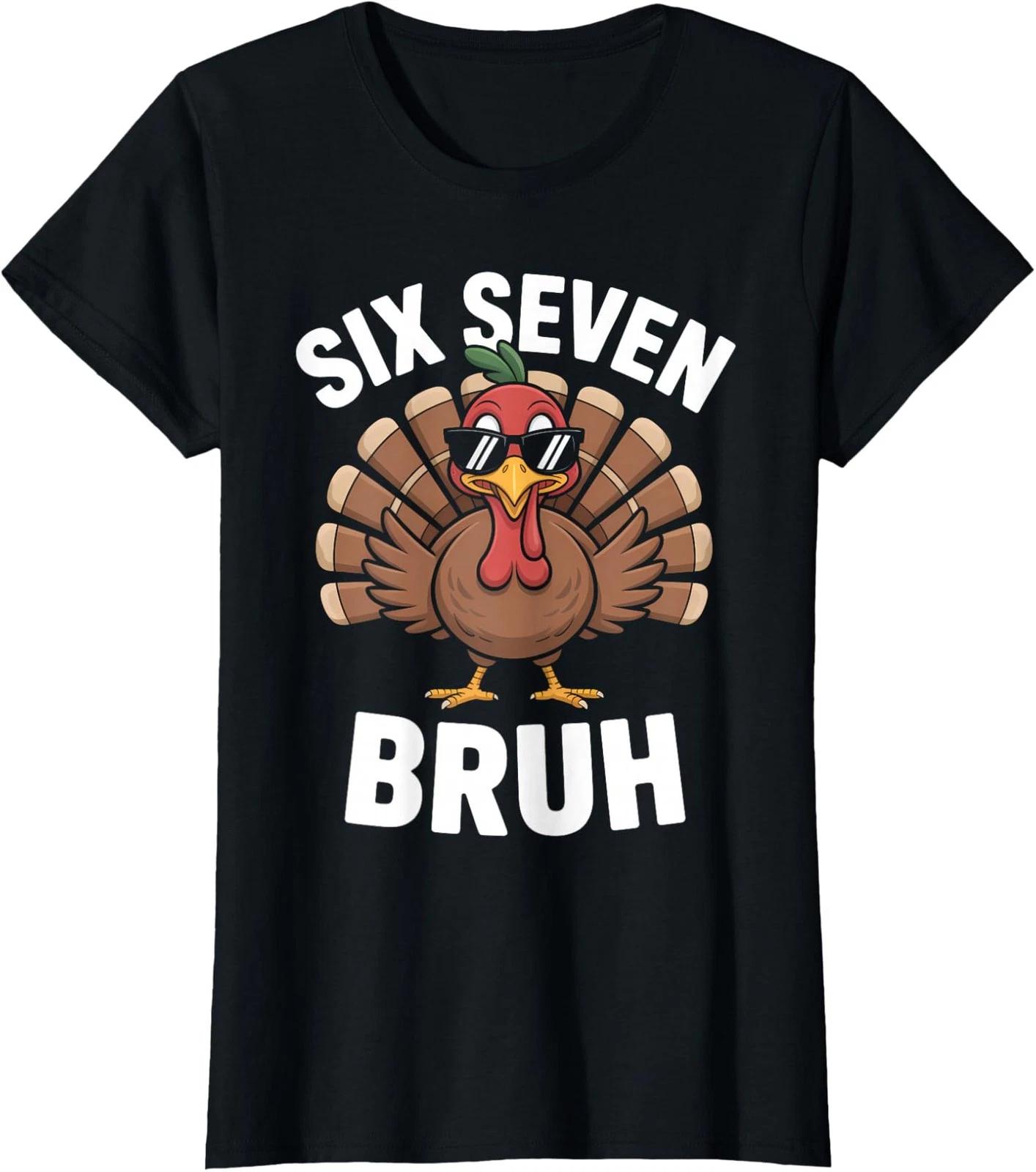 Bruh Funny Thanksgiving Turkey Give Thanks Funny Ladies  Crewneck T-Shirt 2XL