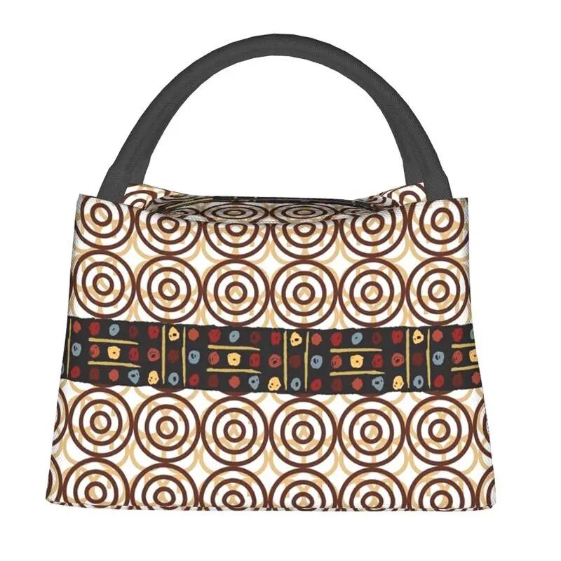 

Африканский коричневый Kitenge Ткань Печать Изолированная Сумка Для Обеда Для Рабочего Офиса Kanga Портативный Термохолодильник Bento Box Женщины 28x17x16CM бежевый