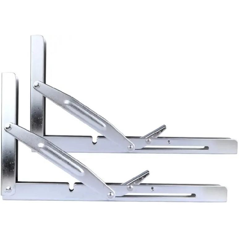 2 Pieces Folding Heavy Duty Shelf-Bracket Bench Table Folding Shelf or Bracket, Max. Load 550lbs