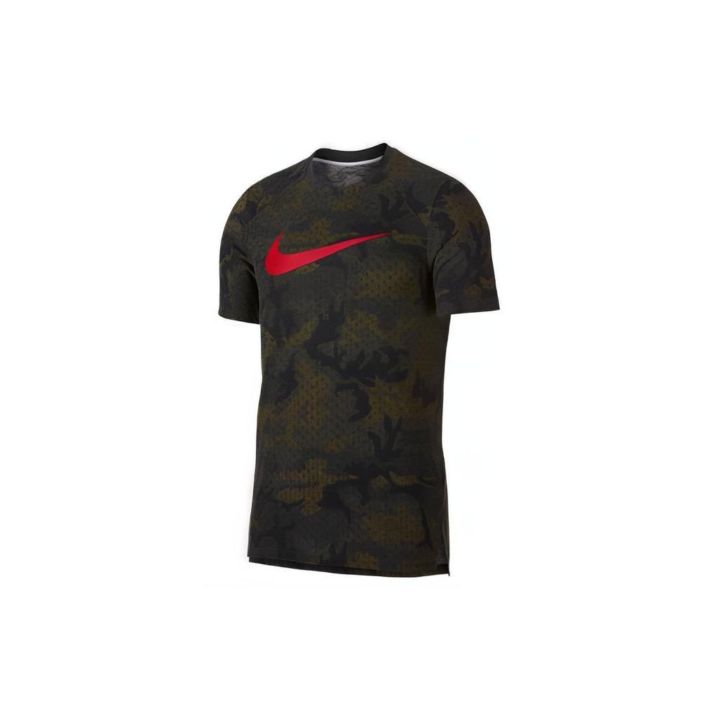 Nike Round Neck Mesh Breathable Short Sleeve T-Shirt Men Tops Military-Green 925798-399