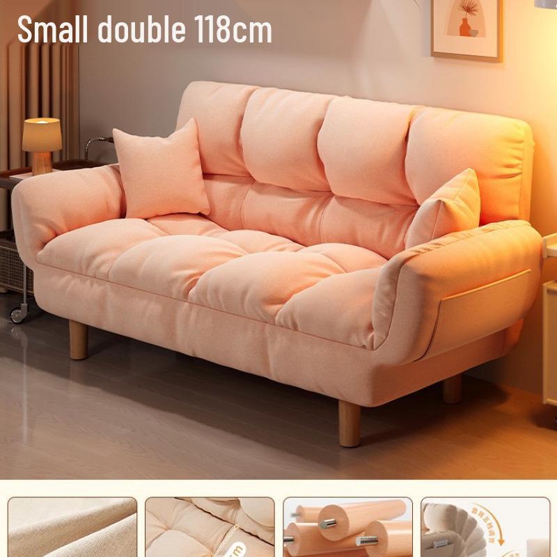 Compact Folding Sleep Sofa for Small Apartments - Double Bed and Reclining Backrest for Bedroom or Rental Homes