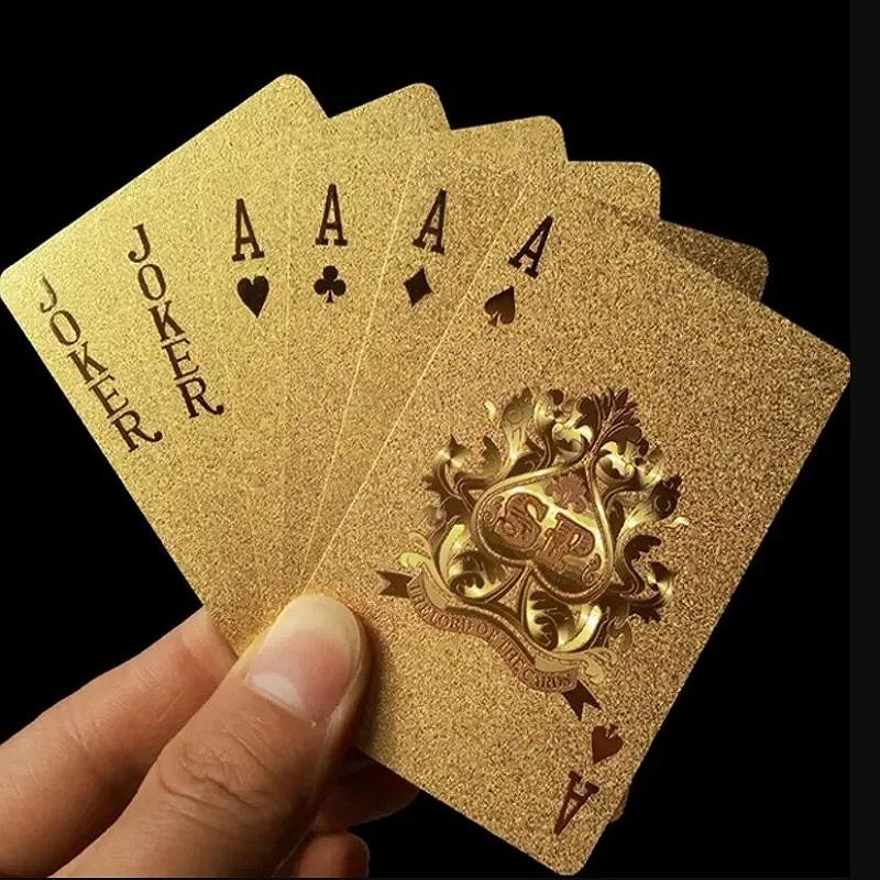 24K Gold Spielkarten Plastik Poker Spielkarten Deck Folien Pokerkarten Pack Magie Wasserdichte Karten Geschenk Sammlung Spiel