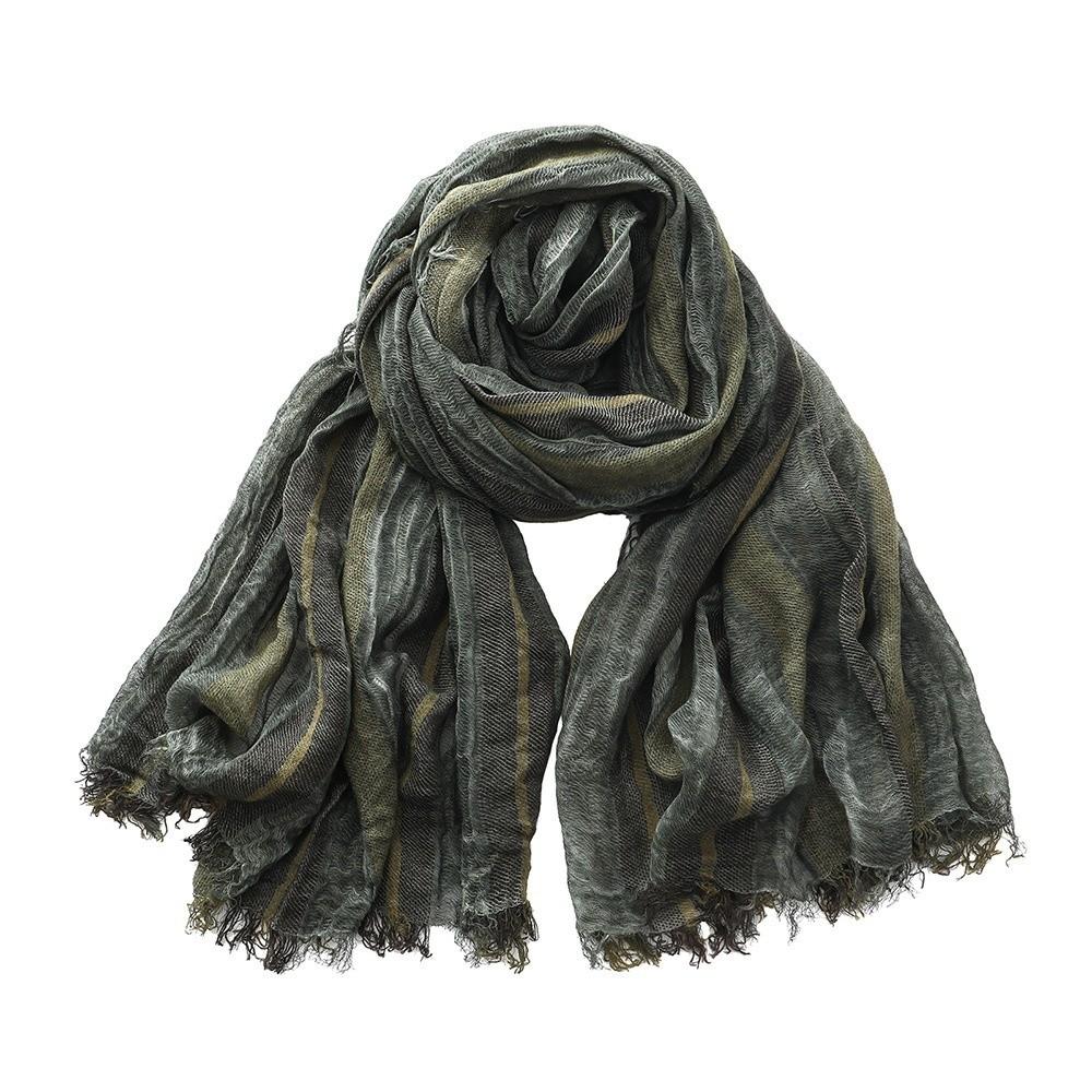 Breathable Cotton Linen Neckerchie Short Tassel Unisex Scarf Soft Striped Scarf Office