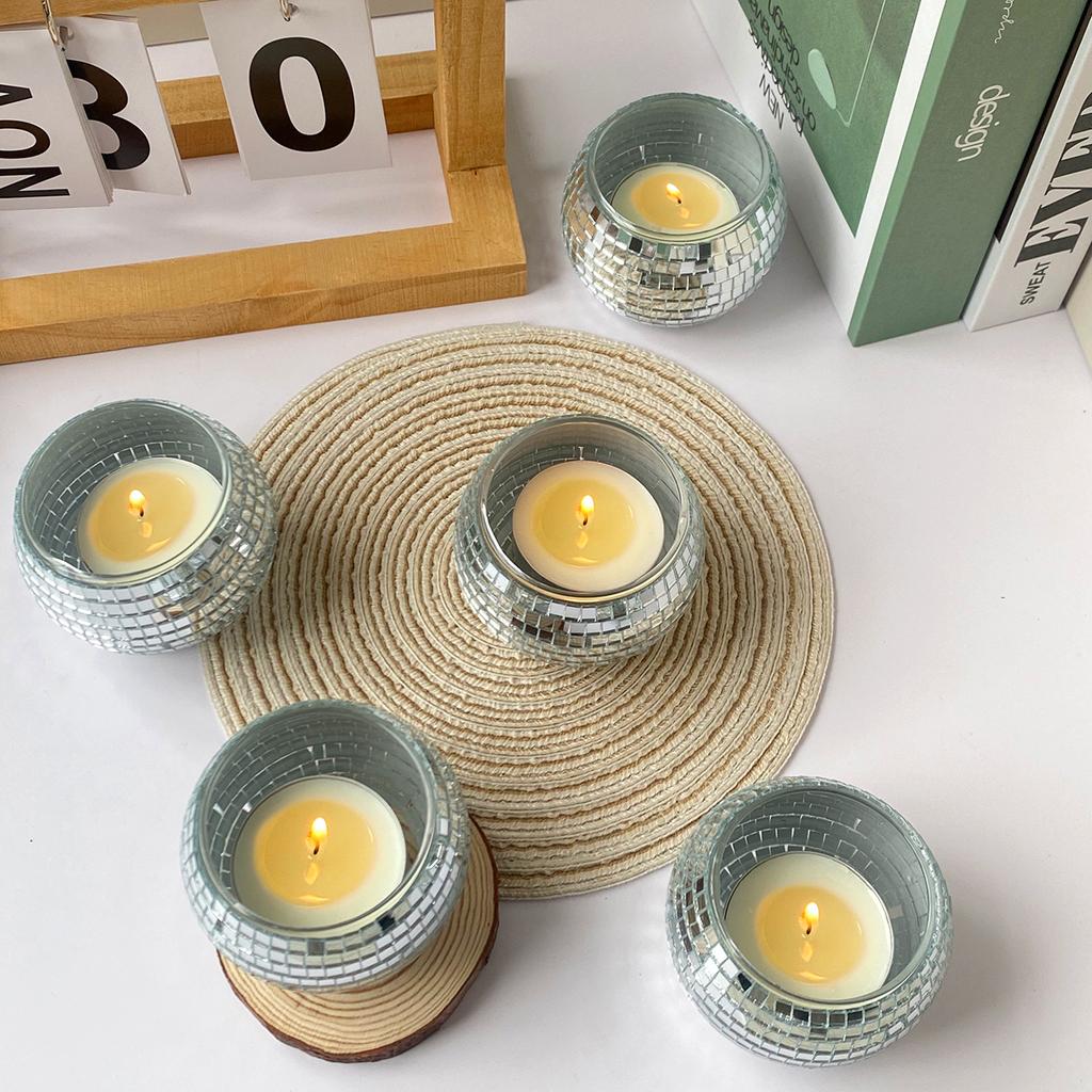 Round Ball Votive Candle Holder Mirrored Ball Tealights Candle Jar for Wedding Birthday Party Table Centerpieces Decors