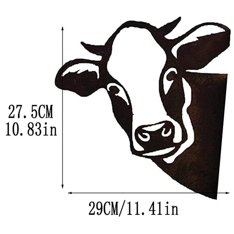 Garden Farm Peeping Cow Chickens Sheep Metal Garden Pendant Decoration Yard Art Decor Peeking Cow Metal Art, Peeping Cow Ornament
