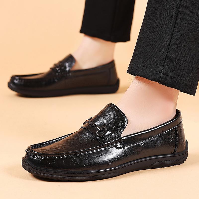 Cowhide British Loafers Men's Trend Versatile Doudou Shoes Casual Leather Shoes One Pedal Men's Shoes
