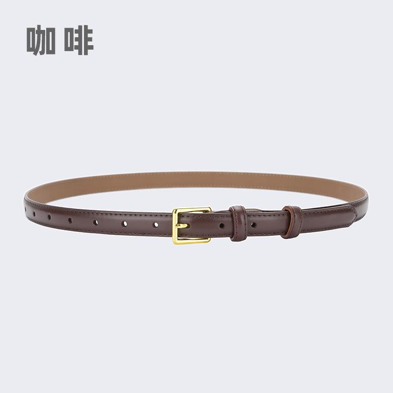 Women'S Belt Women'S Leather Decoration With Skirt Simple Cowhide Pin Buckle Jeans Belt Women'S Black Tide