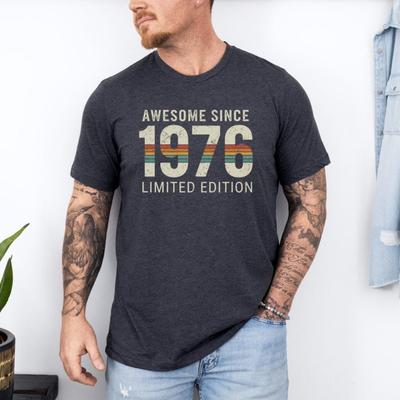 Awesome Retro Since 1976 50th Birthday Summer TShirt Vintage 1976 Cotton TShirt Birthday Gift for Women and Men Men Clothing