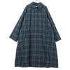 MidiUmi Wool Blend Check Pattern Long Sleeve Long Coat Navy Women Used