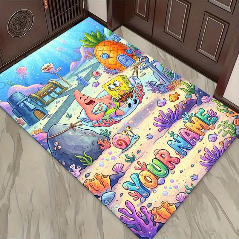 Name Custom Cartoon Spongebob Carpet Rug for Living Room Bedroom Home Sofa Decoration,Kids play Non-slip Floor Mat