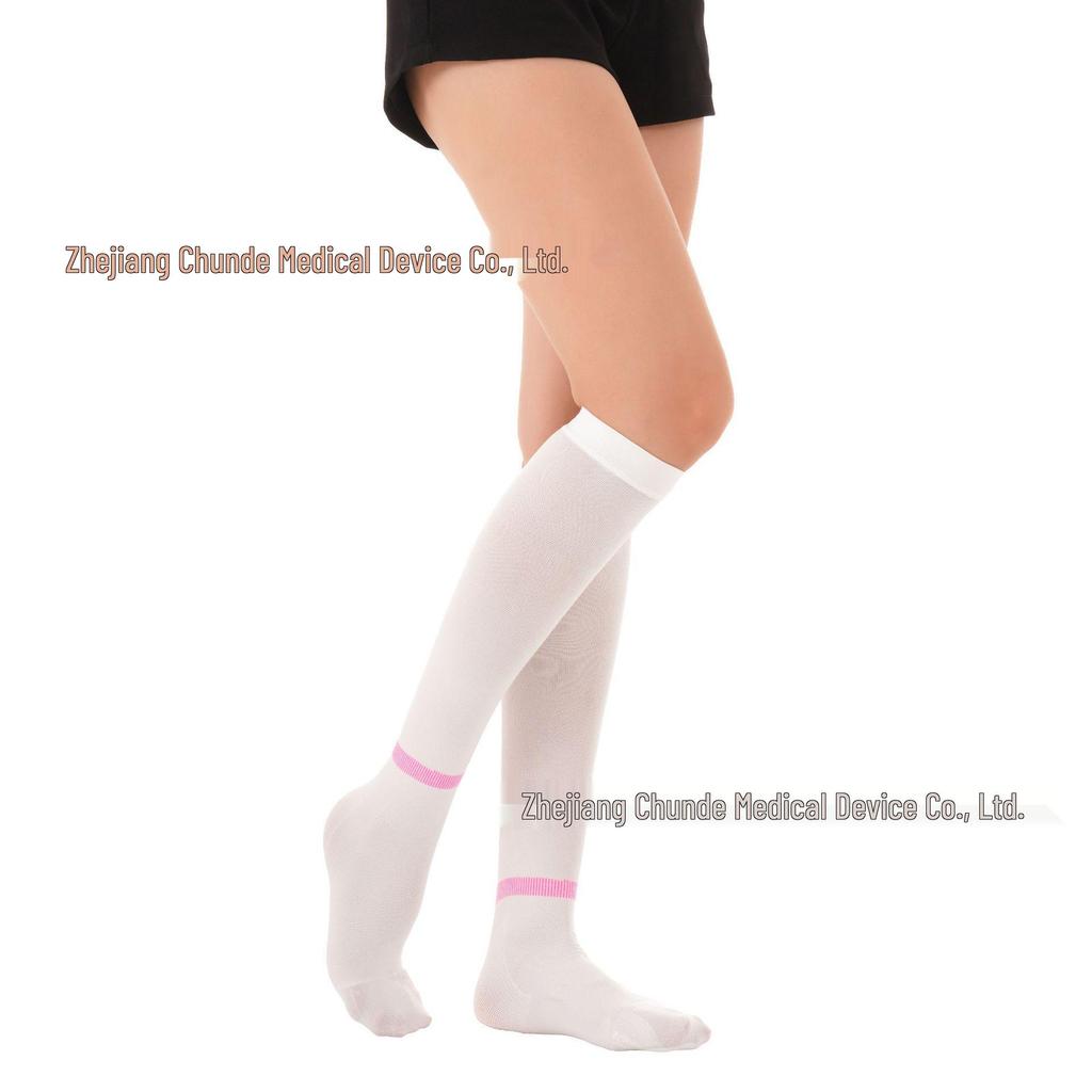 Level 1 Compression Mid-Calf Anti-Embolism White Socks - Post-Operative Gradient Pressure Elastic Care