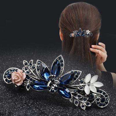 Korean Rhinestone Hairpin Back Head Spring Clip Elegant Top Clip Hair Accessories Ponytail Clip Women's Hairpin Adult Clip Headdress