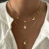 3Pcs/Set Bowknot Beads Pendant Necklace for Women Elegant Gold Color Multilayer Necklaces Sets Fashion Summer Waterproof Jewelry