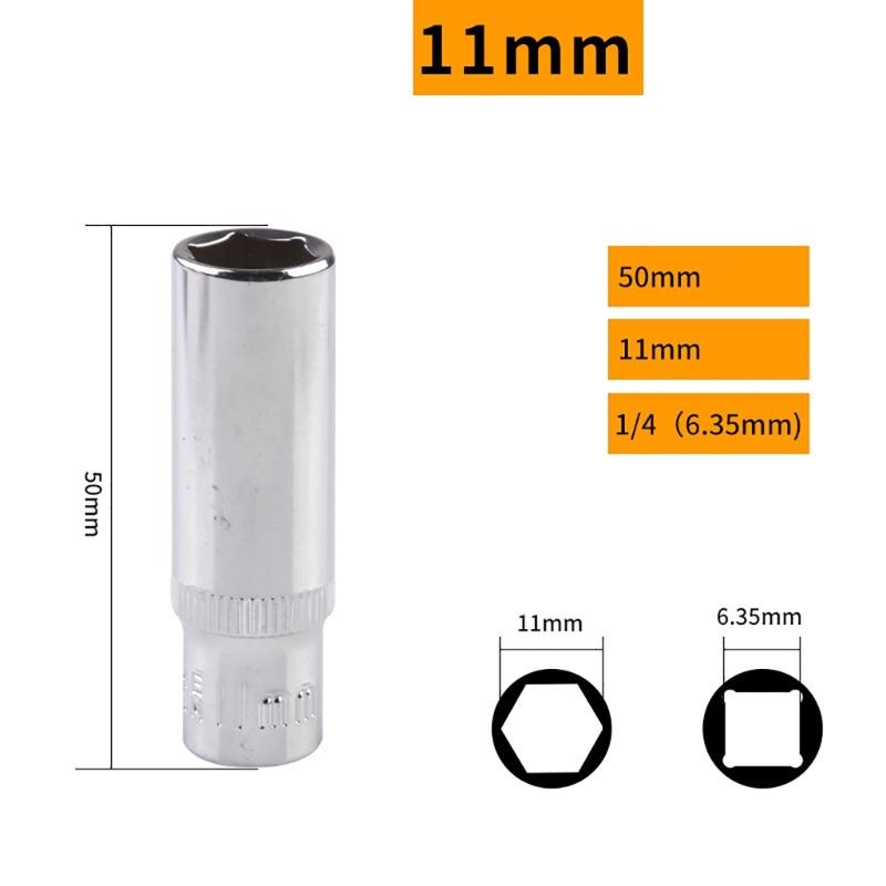 11-tlg. Steckschlüsselsatz 1/4 Zoll 6,35 mm Antrieb, Sechskant-Ratschenschlüssel, Innensechskantkopf, langer Schlüssel, Steckschlüsselgelenk, Handwerkzeug-Reparatur