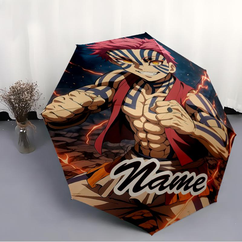 Personalized Name Demon Slayer1 Print Umbrella - Automatic Open/Close, Eight-Rib Durable Frame, Automatic Folding Umbrella