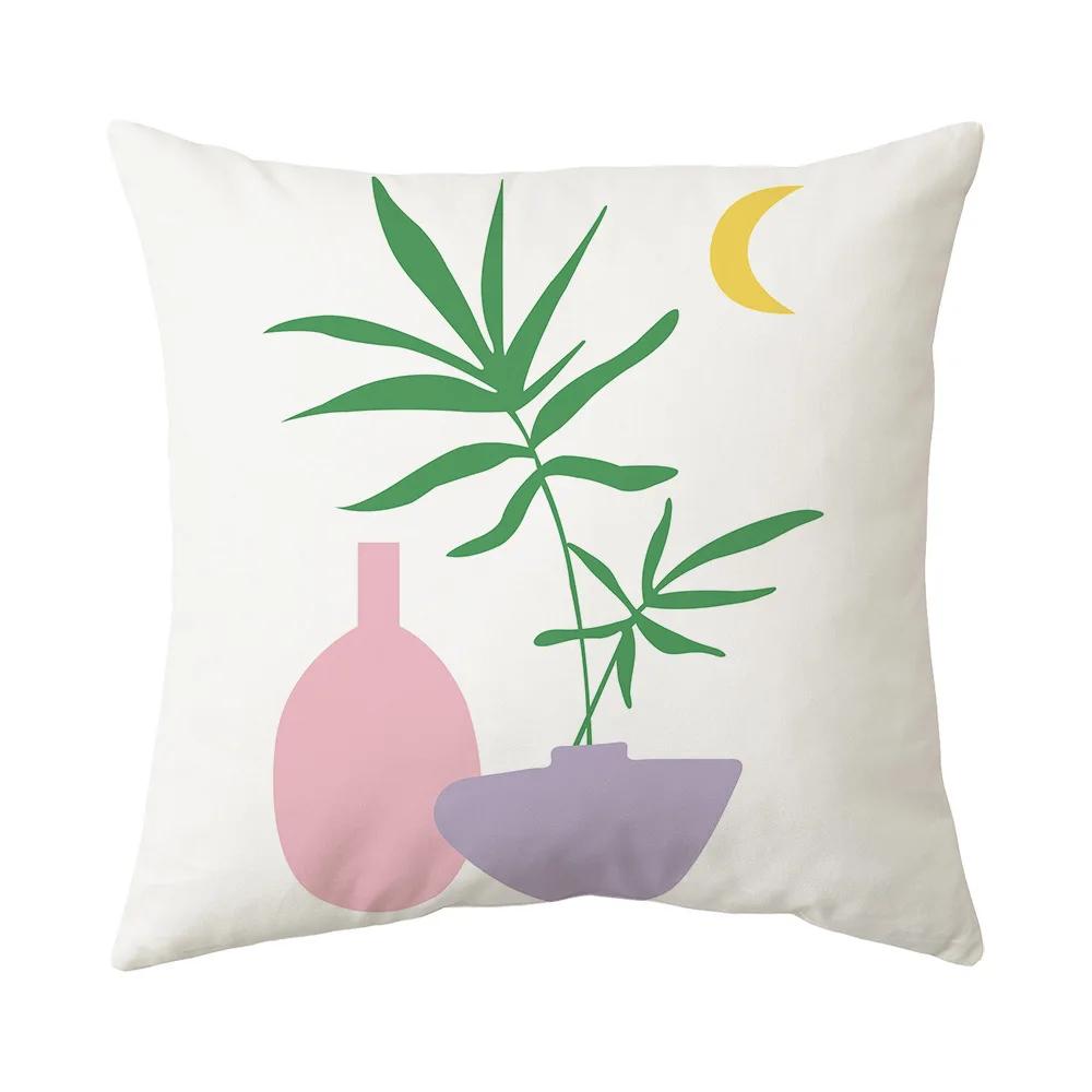 Pink Green Pillowcase 45x45cm Square Pillow Covers Art Drawing Series Pillow Cushion Cover Abstract Main Image Throw Pillow Case