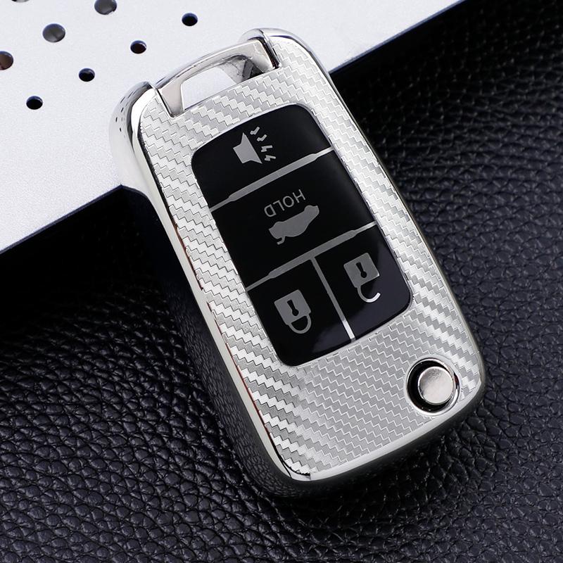 

Carbon Fiber TPU Car Key Case Cover for Buick Chevrolet Cruze Opel Vauxhall Insignia Astra J Zafira C Mokka Encore Accessories срібний