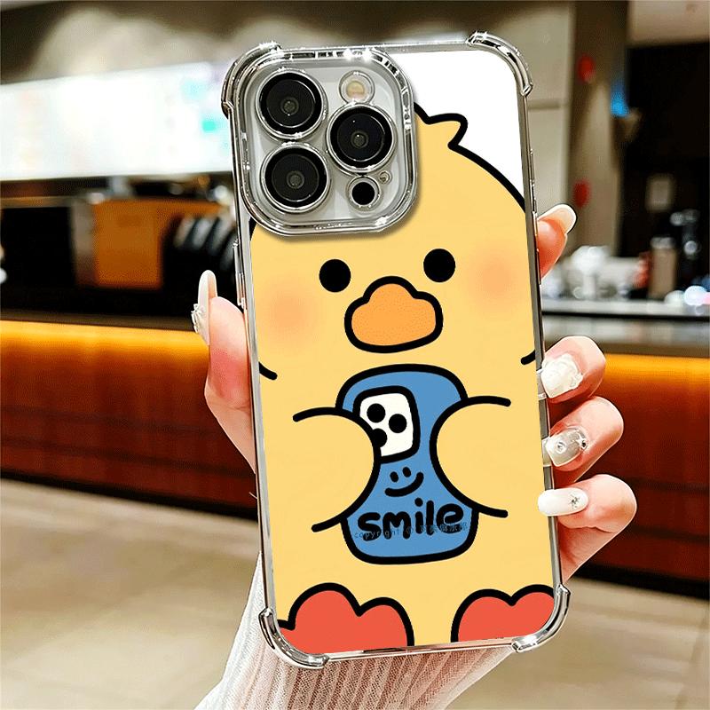 Cartoon Cute Duck Soft Phone Case For iPhone 15 16 17 Air 14 Pro Max 16E Plus 13 12 Mini Plating Anti-Fall Fundas