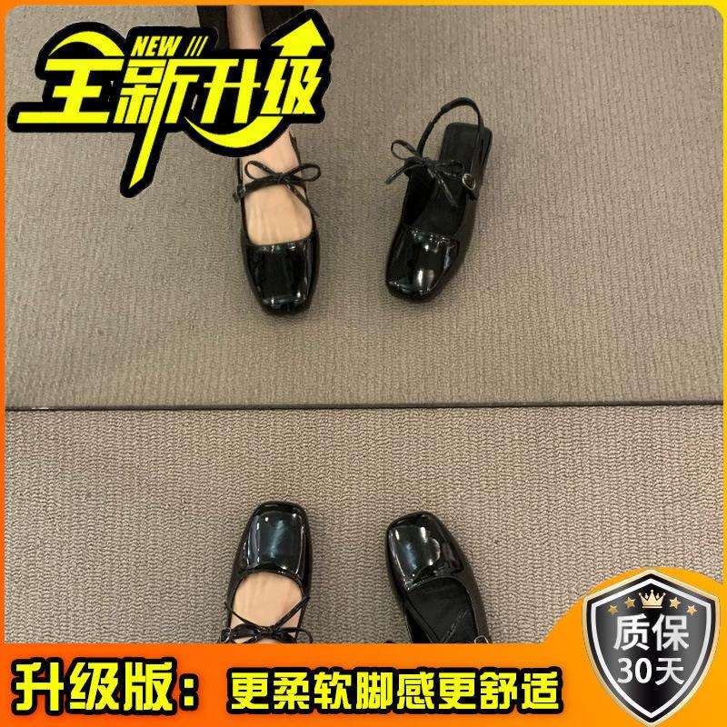 Sweet round head shallow mouth bag head Mary Jane shoes spring new rear strap summer bow low heel sandals women