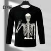 Pánské topy Halloween 3D tisk Tričko s kulatým výstřihem a dlouhým rukávem Tričko Běžný střih Běžný střih Tričko Běžné oblečení Street Party