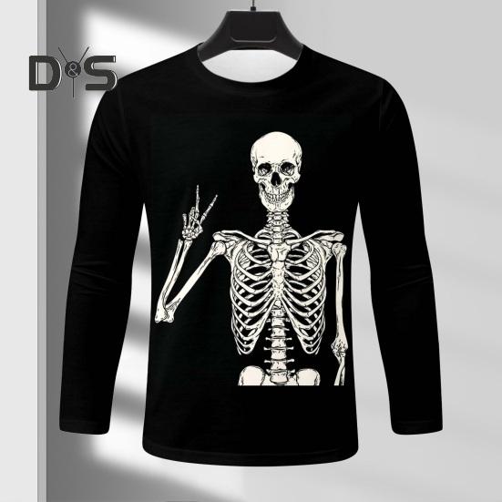 Pánské topy Halloween 3D tisk Tričko s kulatým výstřihem a dlouhým rukávem Tričko Běžný střih Běžný střih Tričko Běžné oblečení Street Party