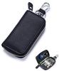 Ventury Men's Key Case, Smart Key Case, Genuine Leather, Card Case, Carabiner Included, Black