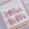 Pink Ballet Press On Nails Handmade Bowknot Sweet Full Cover Reusable False Nail Tips For Women DIY Manicure