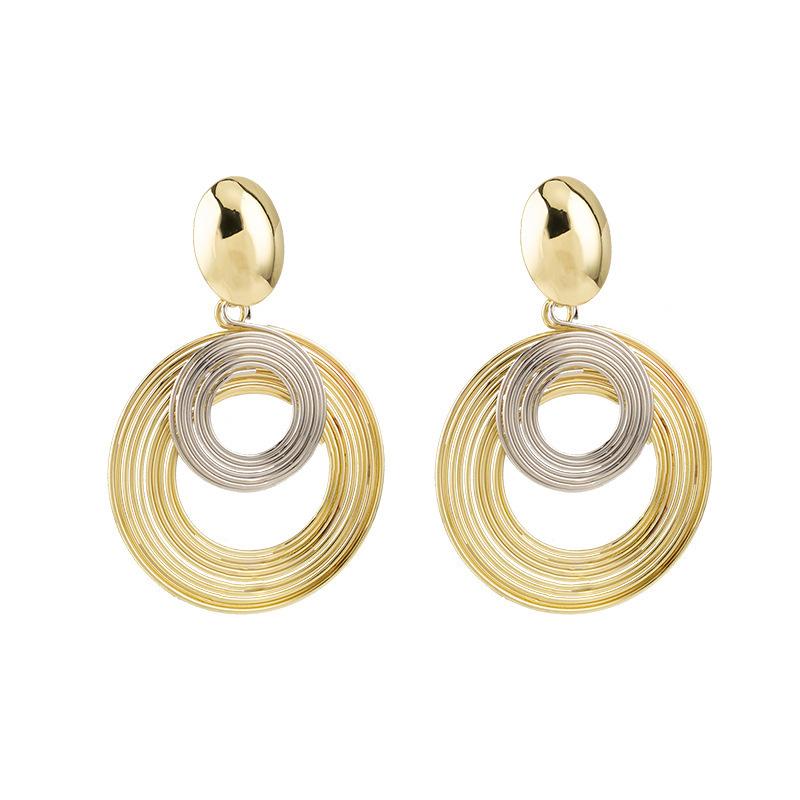 Exaggerated personality wrapped metal circle earrings women, niche design earrings earrings
