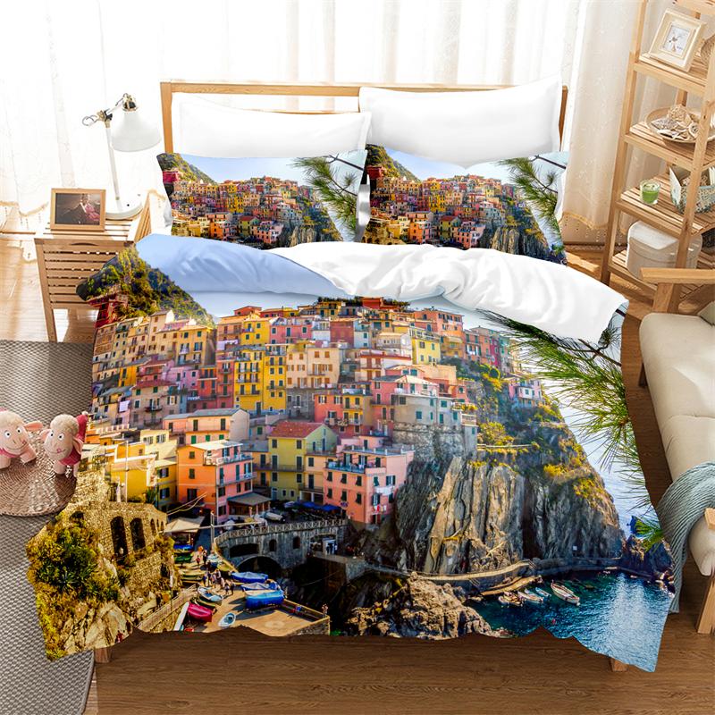 

Комплект постельного белья с изображением ночной сцены города, комплект постельного белья с 3D-принтом, комплект постельного белья с цифровой печатью, комплект постельного белья размера «king-size» и «queen-size», модный дизайн EU single(135x200cm)