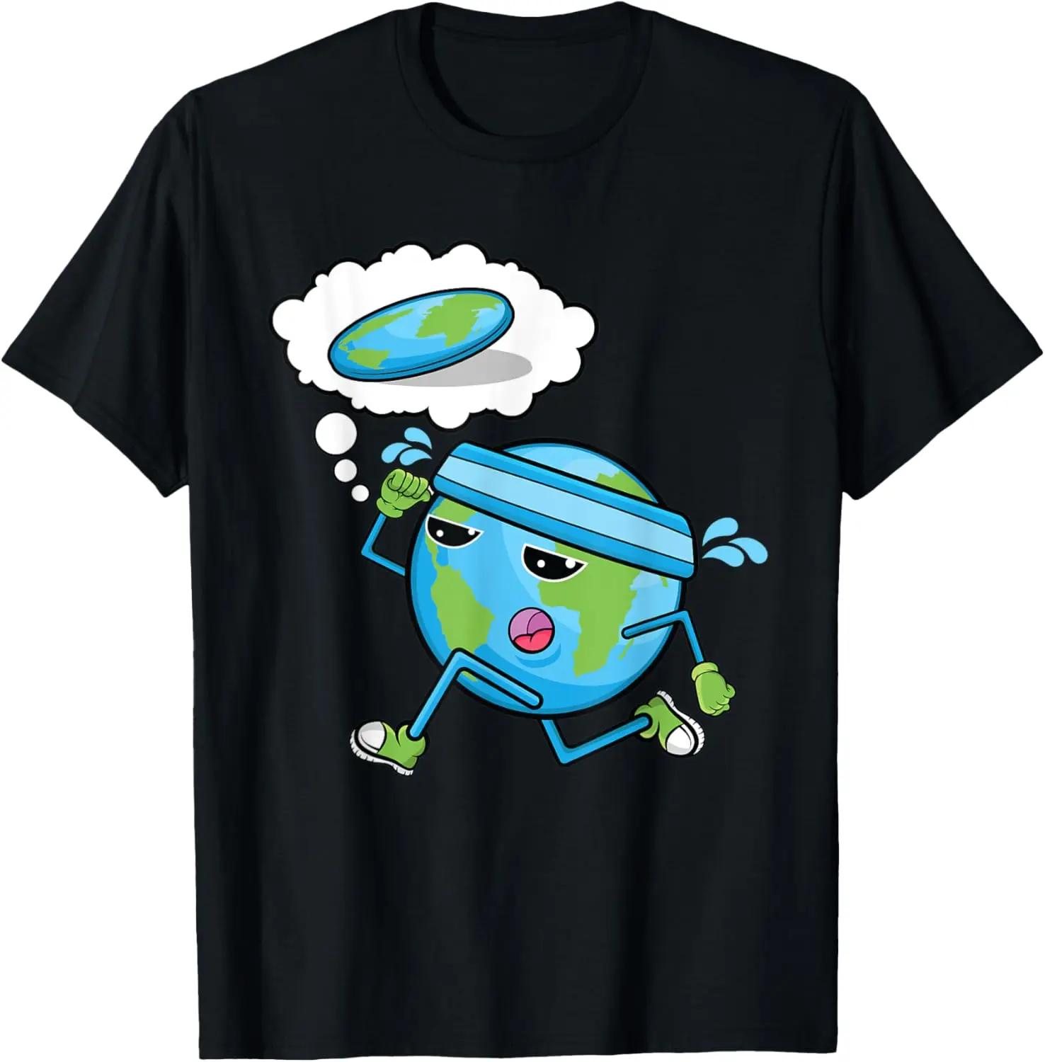 Running Earth Flat Earther Conspiracy Theory Funny Graphic Tee Casual TShirt Unisex S