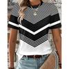 Fashion Women Retro Creative Geometric Lines Print T Shirt Funny Casual O-neck Short Sleeves T-shirt Summer Female Tee Shirt