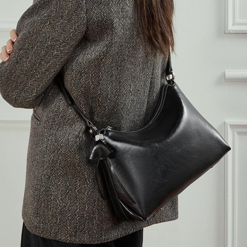 Hifashion Cowhide Genuine Leather Hobo Shoulder Bags For Women 2025 Luxury Designer Crossbody Purse Half Moon Ladies Handbags