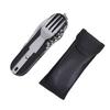 7 In 1 Multifunctional Outdoor Tableware Survival Tools Stainless Steel Foldable Fork Spoon Knife Picnic Camping Dinnerware