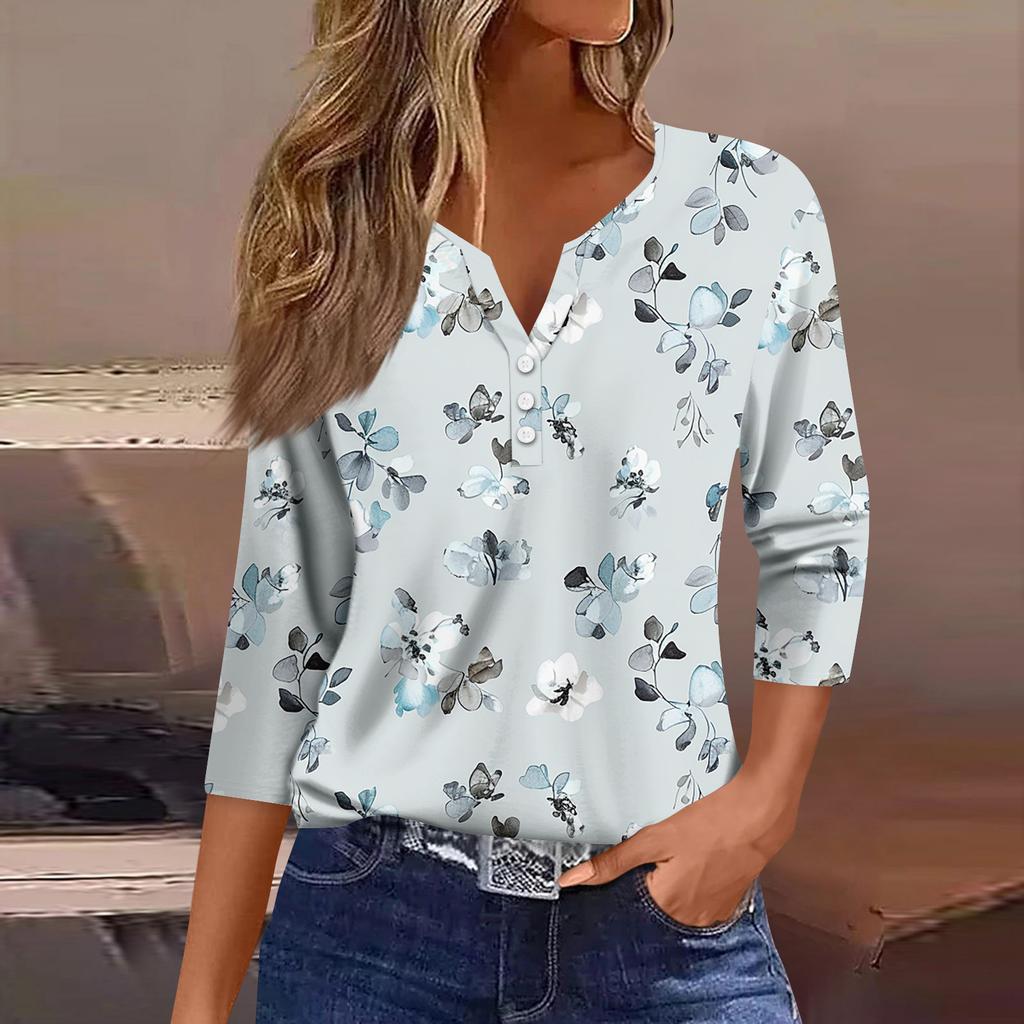 Damen 3/4-Ärmel Shirts Grafik-T-Shirts Shirts Lässige Basic-Tops Pullover