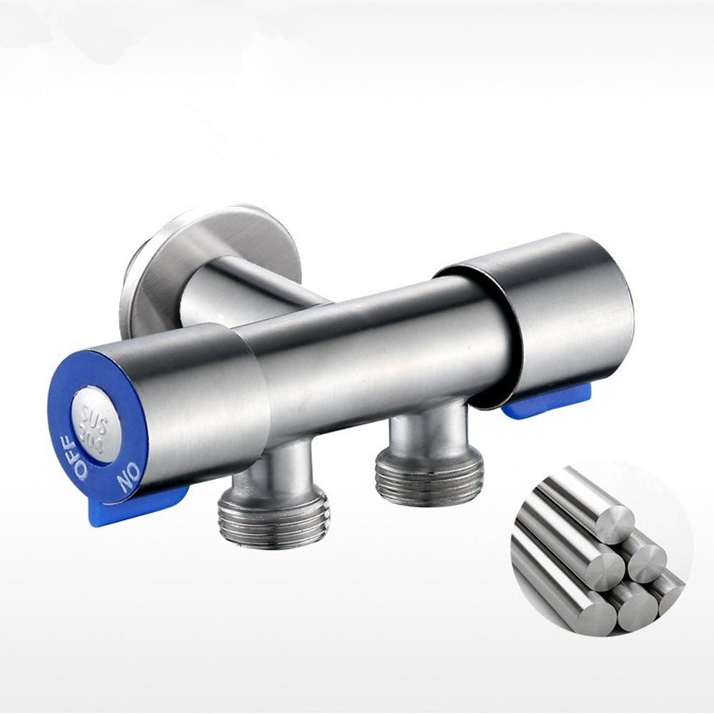 Stainless Steel Dual Control 1 in 2  Out Three-way Angle Valve Multifunctional Washing Machine Toilet Spray Gun Dual Use Faucet