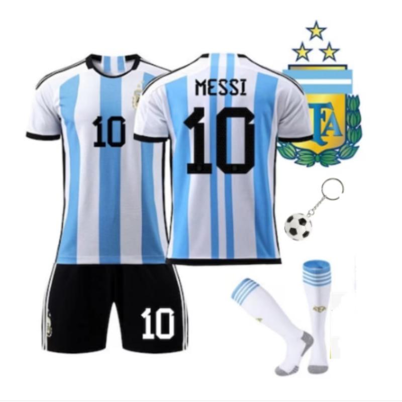 Kids Sportswear ANUTETOUNI® Argentina Messi Football Jersey Set #10 Polyester White/Blue