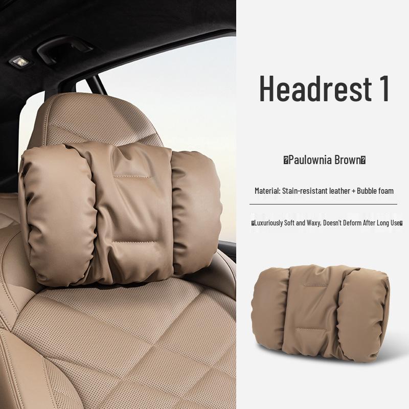 Luxury Leather Car Neck & Lumbar Support Pillow Set