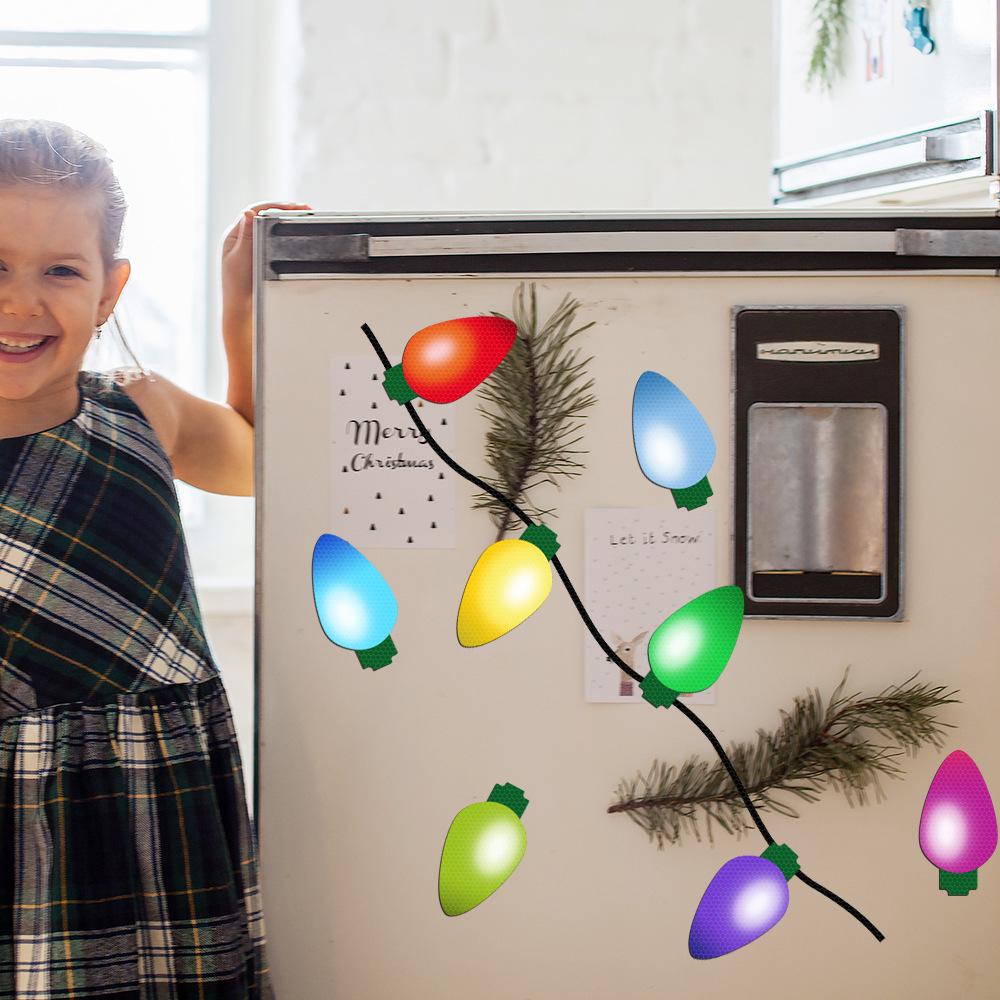 RFM028 Christmas Light Bulbs Magnetic Honeycomb Grid Reflective Stickers for Car, Refrigerator, or Garage Door