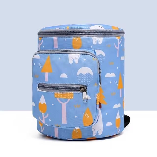 Baby Stroller Organizer Bag, Large Capacity Cartoon Print Mummy Bag, Portable Hanging Storage Caddy with Bottle Holder for Travel