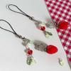 Lovely Handmade Strawberry Bead Keychain Colorful Beaded Keychains Phone Lanyard Fashionable Jewelry for Backpack
