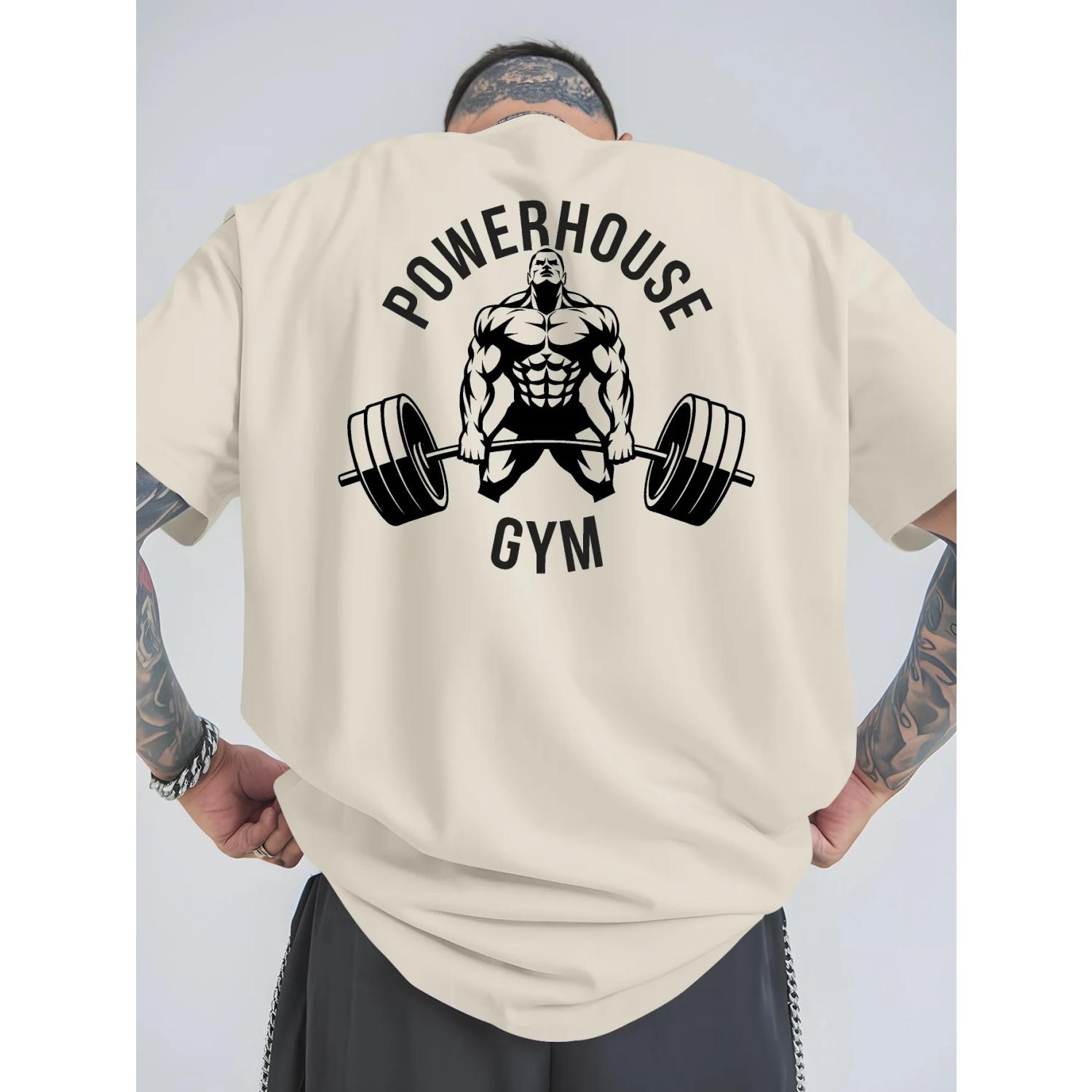 Muscle Man Cotton TShirt Casual Athletic Workout Gym Fit Style Beige S чёрный