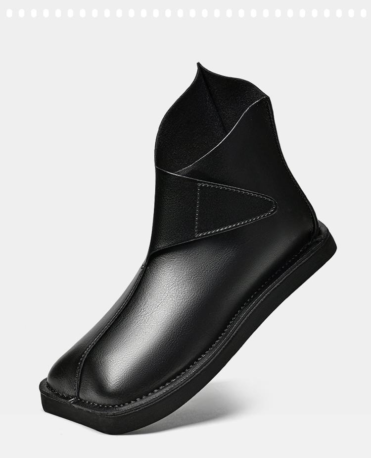 New Trend Mens Ankle Boots Genuine Leather Men Chelsea Boots Fashion Man Casual Shoes All-match High Top Shoes Motorcycle Boots