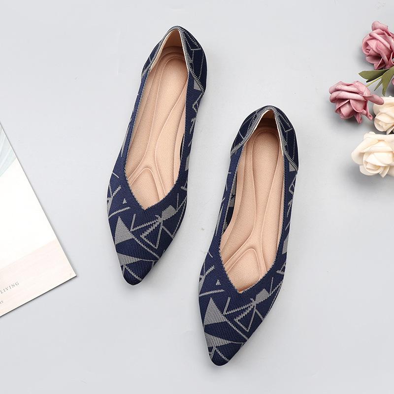 Spring and autumn flying knitting single shoes Doudou shoes flat bottom women's floating shoes boat shoes pregnant women knitted flying thread