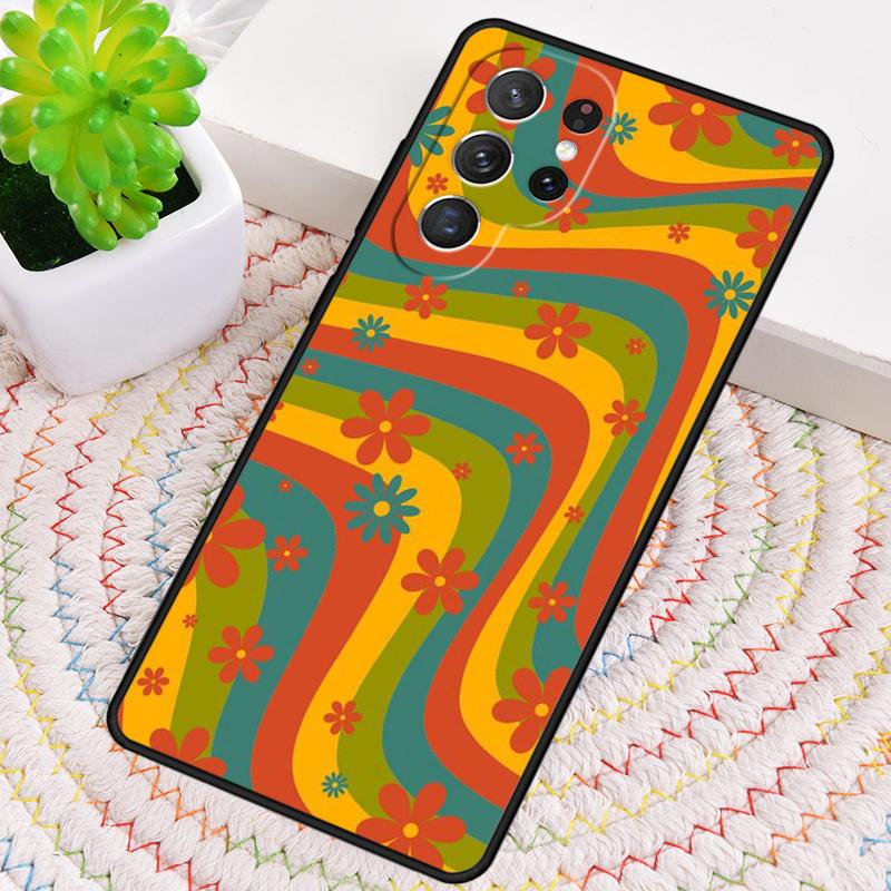 Groovy Flowers Hippie Bohemian Silikon Handyhülle Für Samsung Galaxy note 10 pro S26 S24 S23 S22 S21 Plus S25Ultra Capa Cover