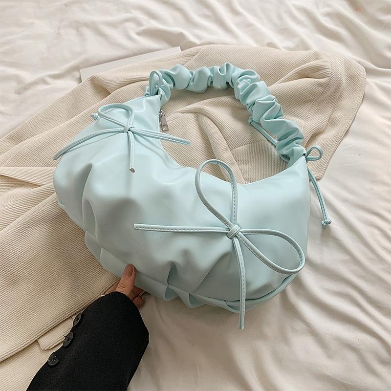 

Сумка Yunduo Folded Bag, большая вместимость, сумка на одно плечо, легкая сумка через плечо с мягким лицевым ремешком и бантом