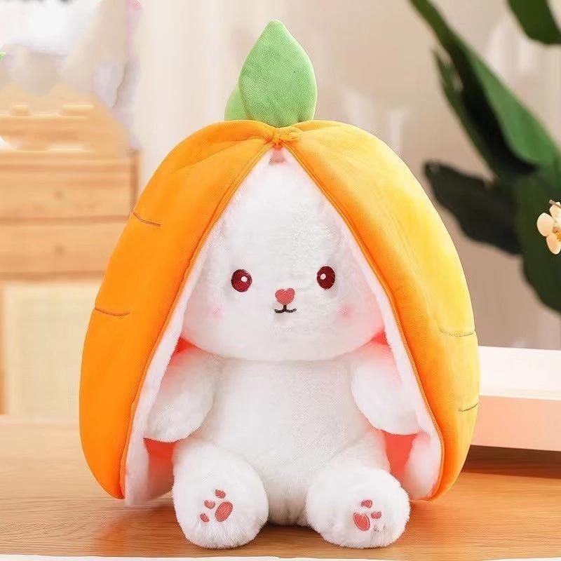 

Funny Joy Kawaii Fruit Bunny Plush Toy Cute Carrot Strawberry Turn Into Rabbit Plush Toy Kids Birthday Christmas Gift 18CM