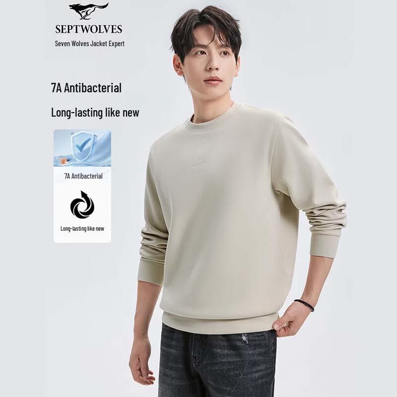 Septwolves Men's Autumn/Winter Embroidered Anti-Bacterial Sweatshirt
